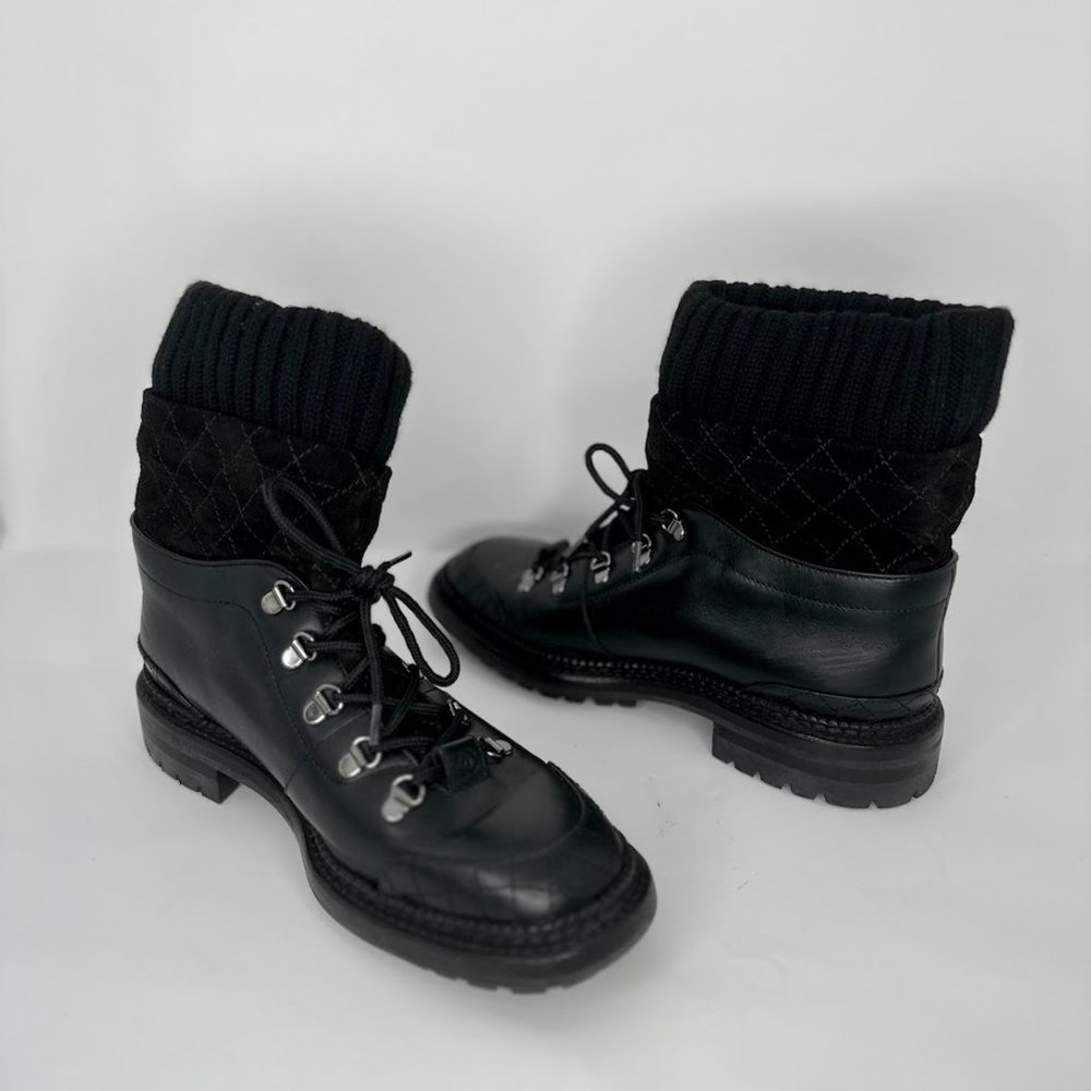 Chanel 2016 Quilted Combat Boots 41.5